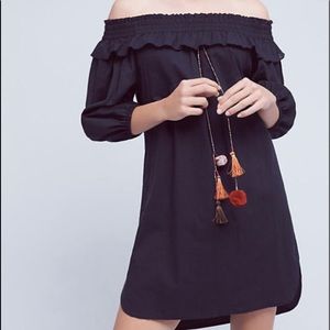 MISA off shoulder tassel dress
